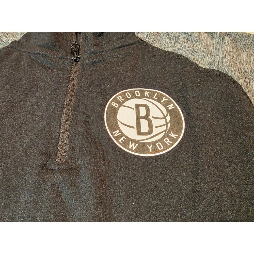 Fanatics Brooklyn Nets Mens 2XL Quarter Zip Pullover Black Gray NBA Basketball - Picture 2 of 9